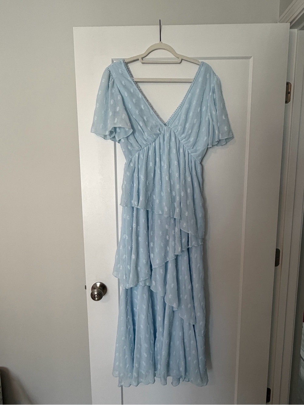 ASOS Light Blue Tiered Ruffle Maxi Dress